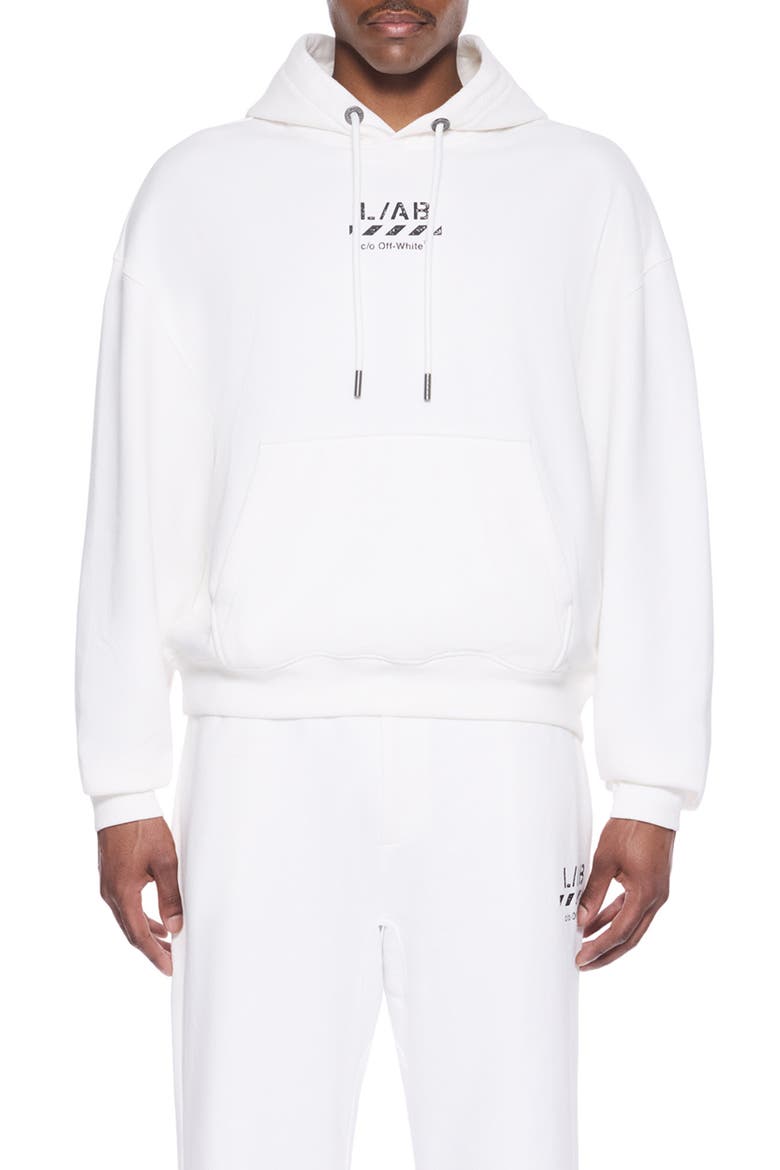 Diagonal Stripe Logo Cotton French Terry Graphic Hoodie, Main, color, WHITE