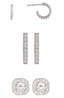 Adornia Set of 3 Stud & Hoop Earrings