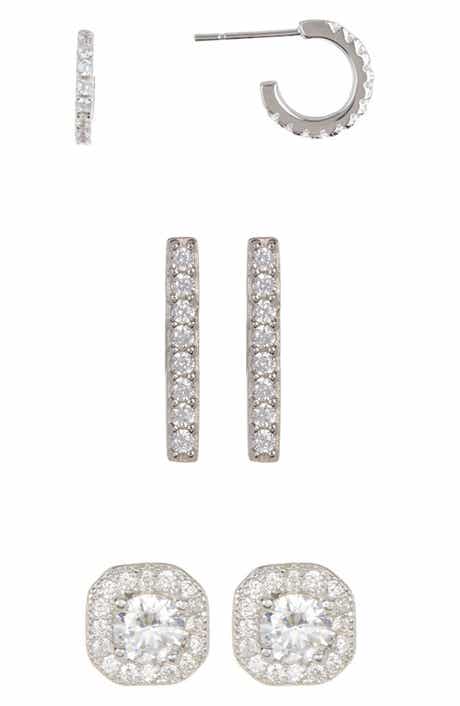 Adornia Set of 3 Stud & Hoop Earrings
