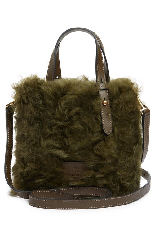 Anya Hindmarch Mini Eyes Genuine Shearling Crossbody Bag In Green
