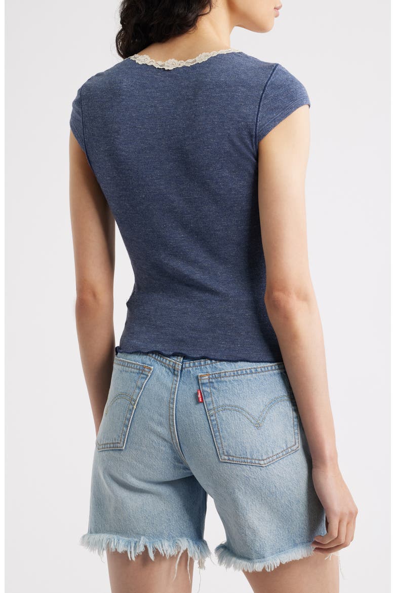 Oh My Darling Lace Trim Top, Alternate, color, HEATHER BLUE