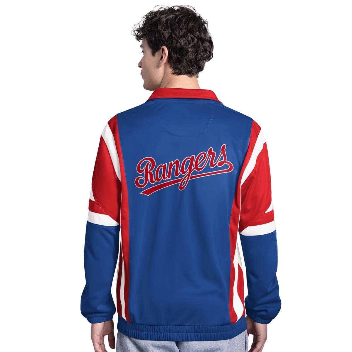 STARTER Men's Starter Royal/Red Texas Rangers Contender Tricot Full-Zip ...