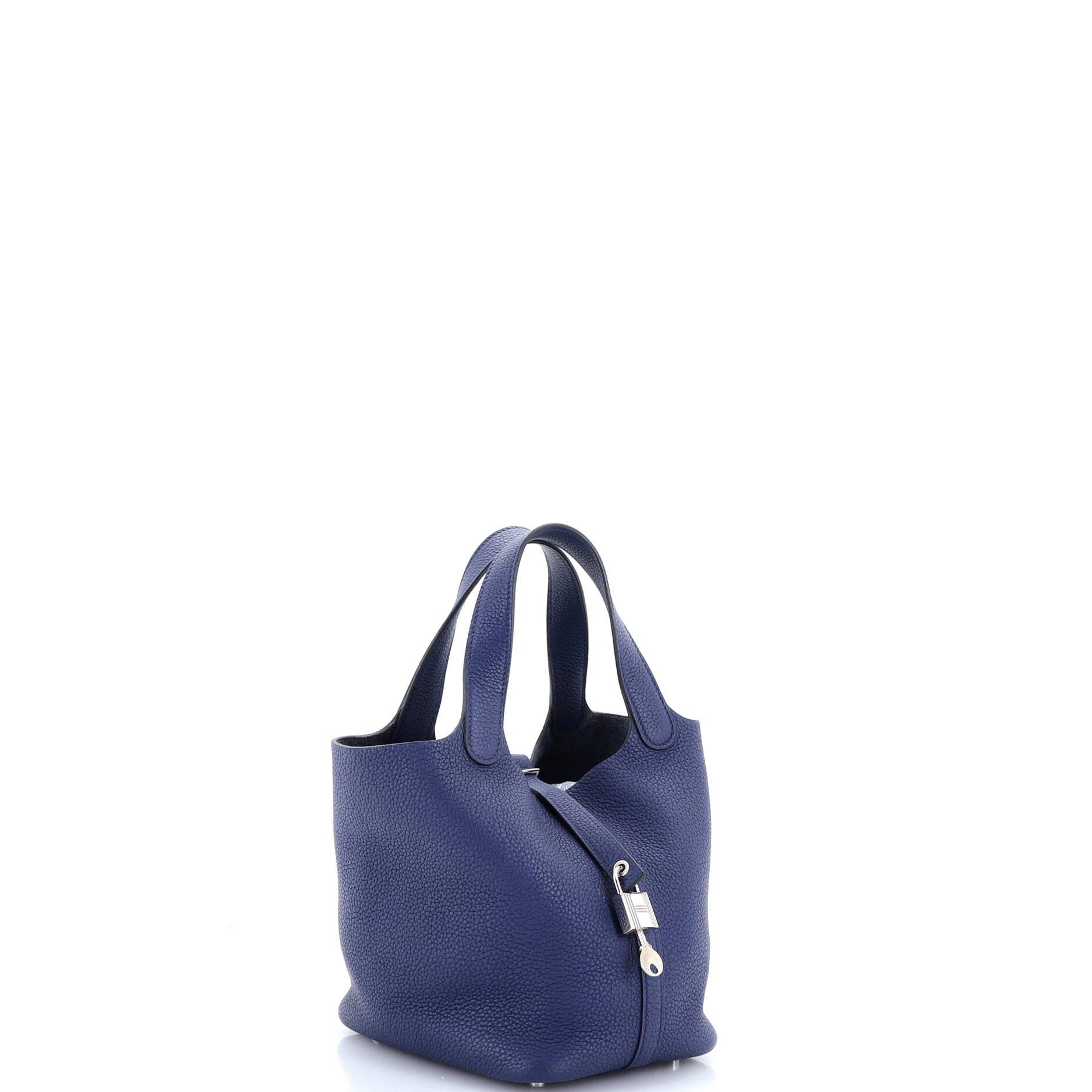 Pre-Owned Hermes Picotin Lock Bag Clemence PM, Alternate, color, Bleu Saphir