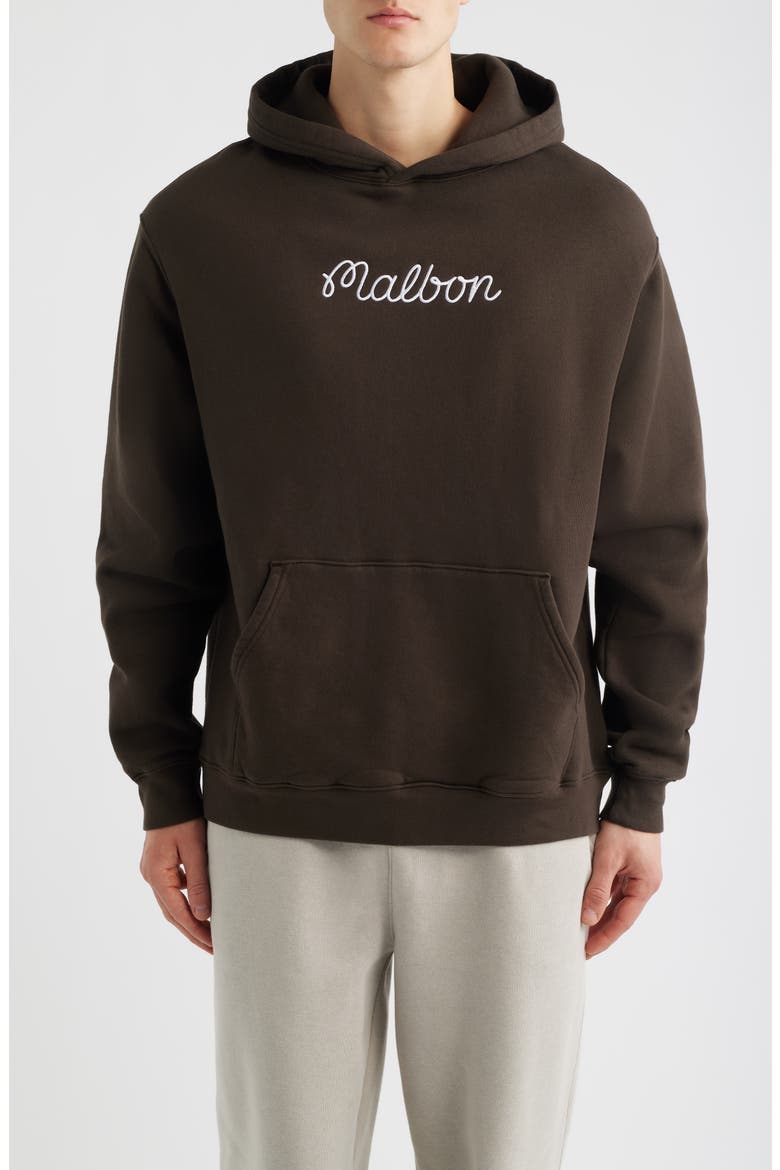 Fesque Logo Embroidered Hoodie, Main, color, BROWN