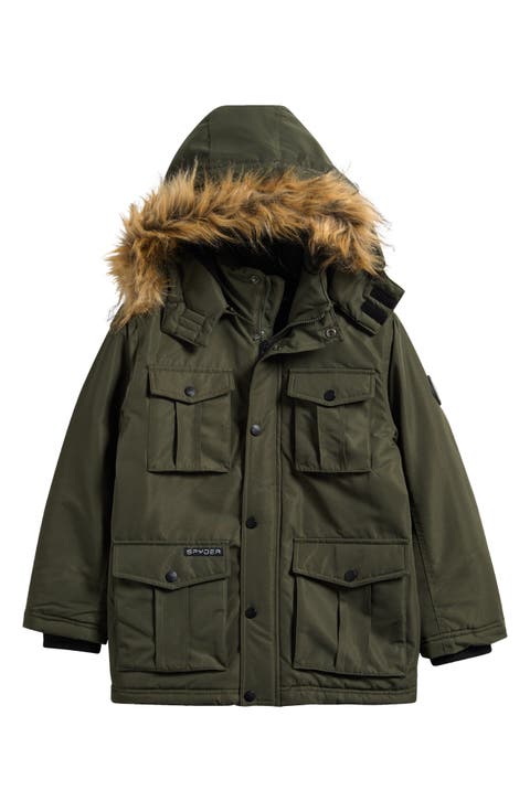 Kids' Faux Fur Trim Hooded Parka (Big Kid)