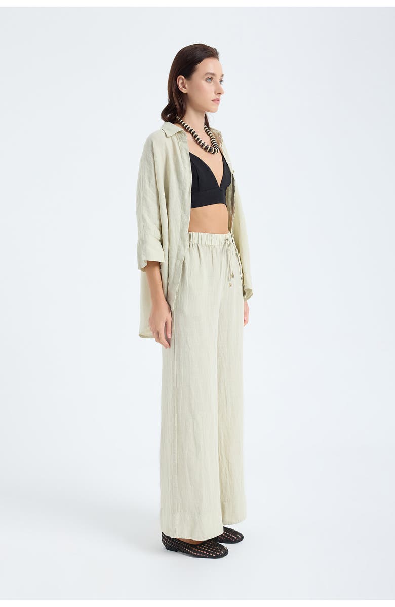 Monlicia Ciel 100% Linen Wide-Leg Pants, Alternate, color, Stone