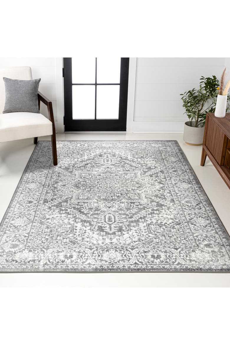 Modern Persian Vintage Medallion Area Rug, Alternate, color, Light Gray