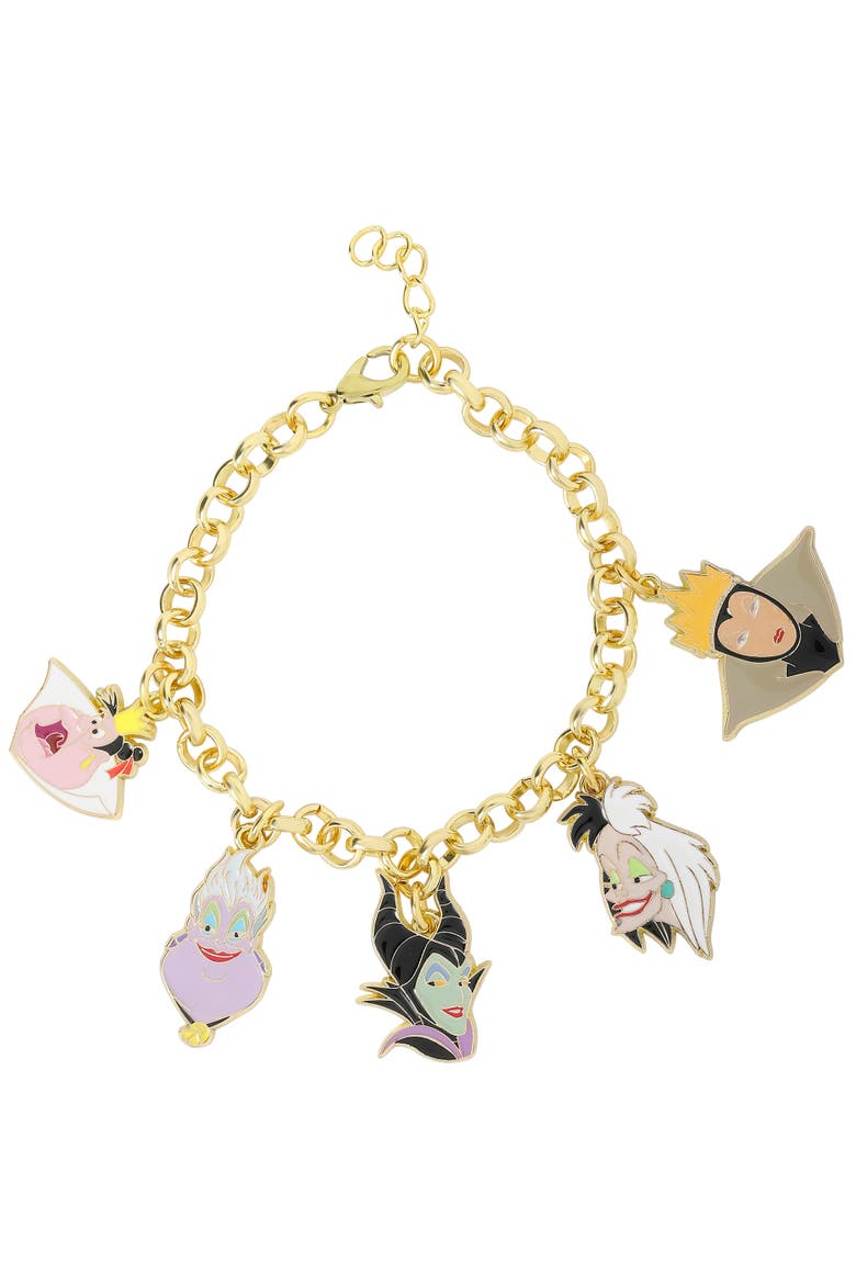 Villains Charm Bracelet For Women Official License, 7.25", Main, color, Metallic Gold