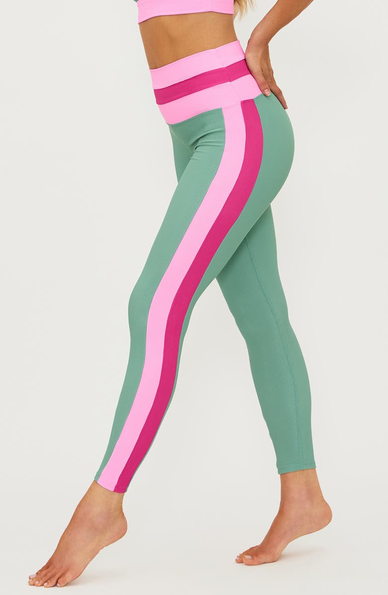 Beach Riot Mariella Stripe Leggings, Alternate, color, Sage Bloom Colorblock