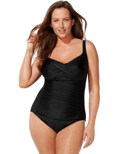 Ruched Twist Front One Piece Swimsuit