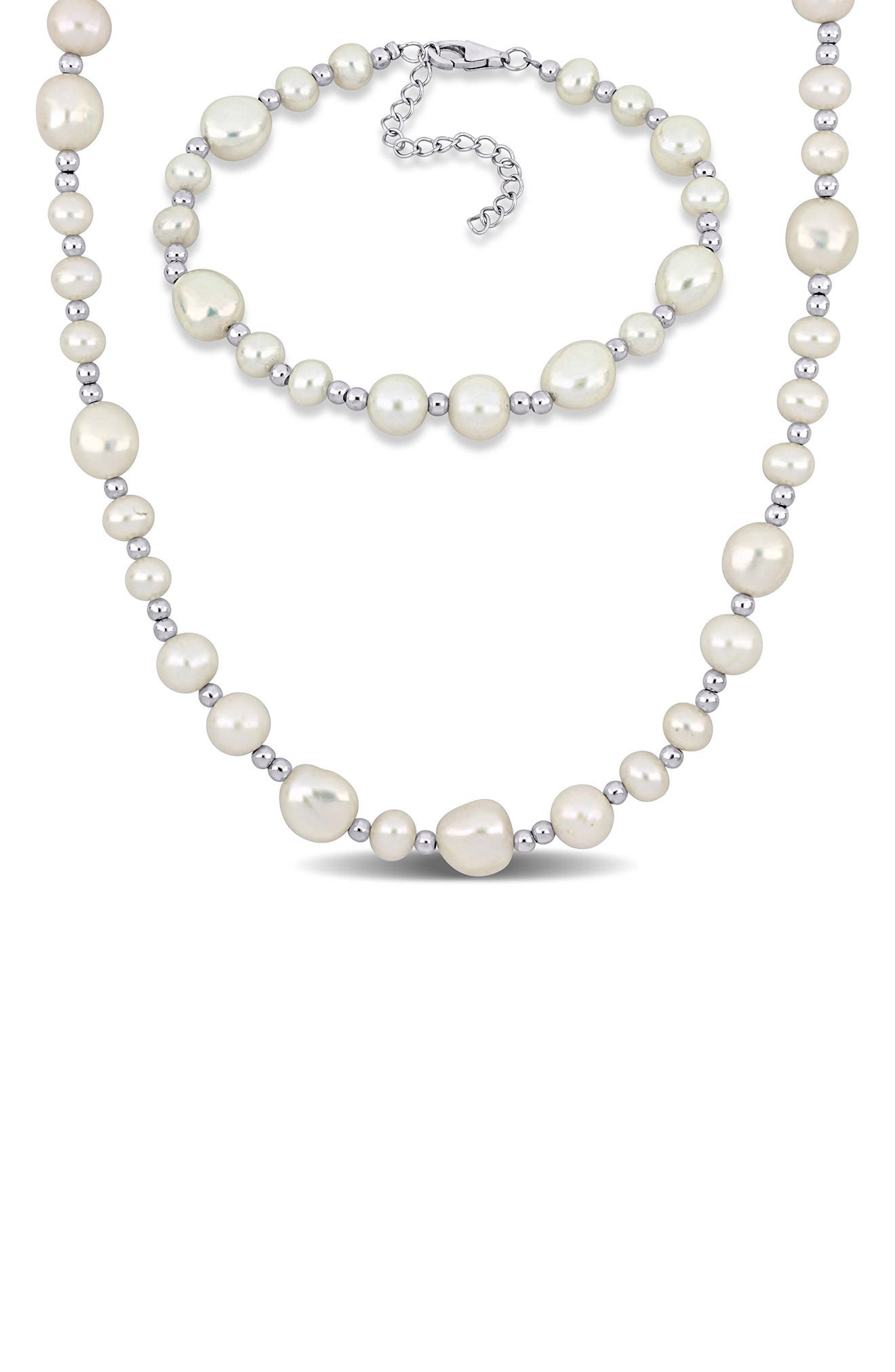 DELMAR Cultured Freshwater Pearl Necklace & Bracelet Set