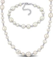 DELMAR Cultured Freshwater Pearl Necklace & Bracelet Set