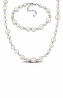 DELMAR Cultured Freshwater Pearl Necklace & Bracelet Set