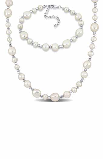 Cultured Freshwater Pearl Necklace & Bracelet Set