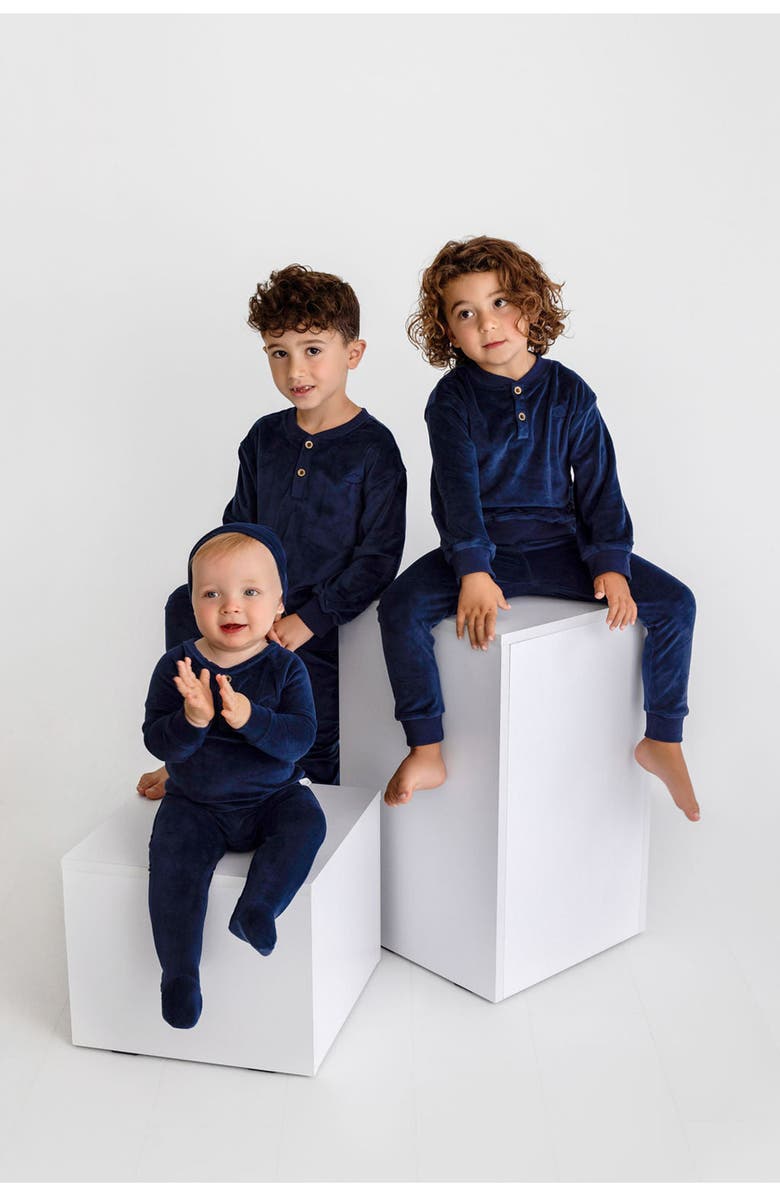 Pouf Velour Henley Footie, Alternate, color, 