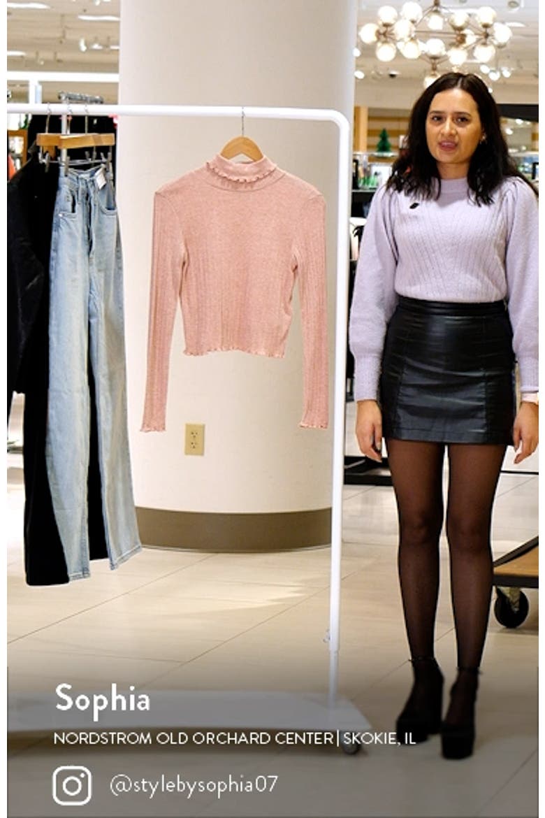 Ribbed Long Sleeve Turtleneck Crop Top video