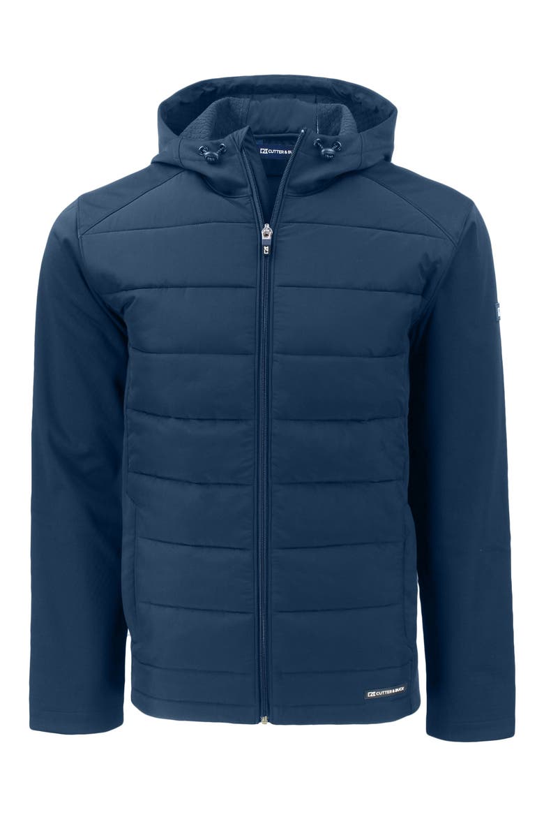 Evoke Hybrid Softshell Hooded Jacket, Main, color, NAVY BLUE