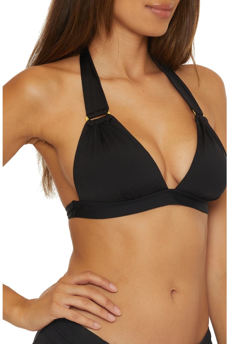 Monaco Halter Bikini Top, Alternate, color, BLACK