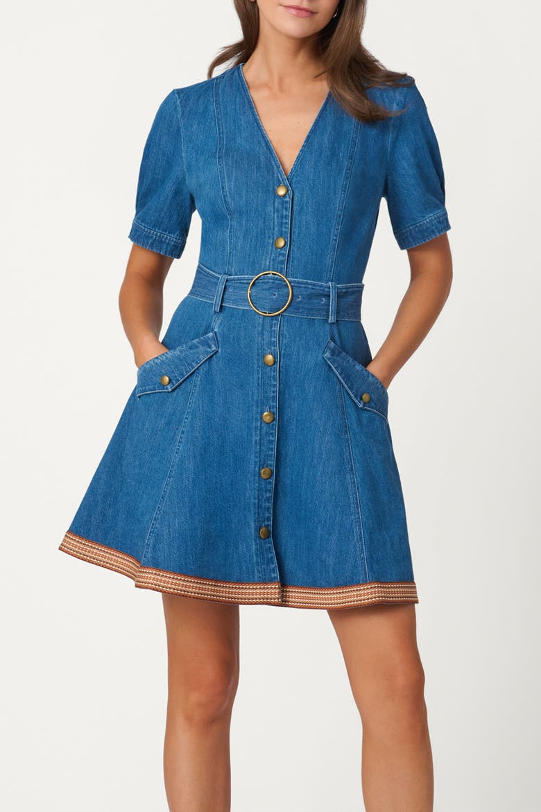 Classic Wash Denim with Trim Payton Dress, Main, color, Denim