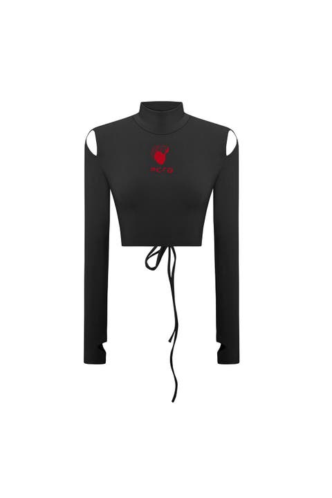 Cotton Long Sleeve Crop Top