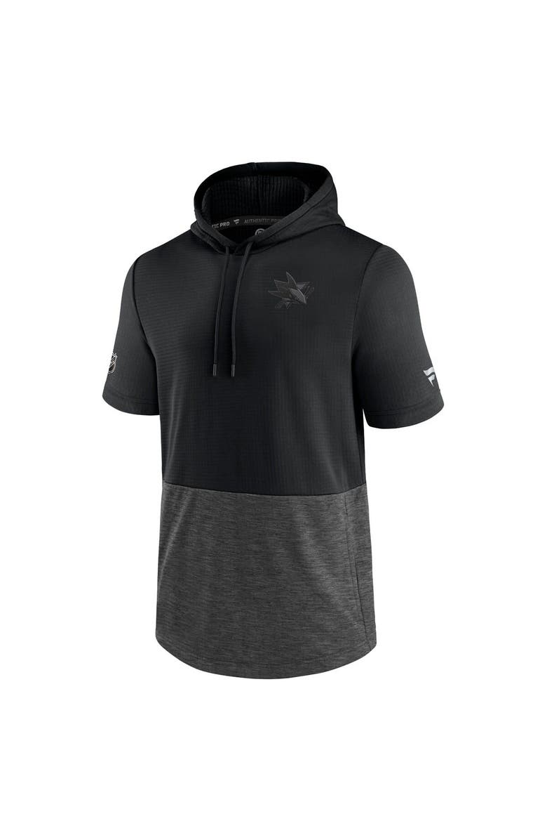FANATICS Men's Fanatics Branded Black San Jose Sharks Authentic Pro Travel and Training Short Sleeve Pullover Hoodie, Alternate, color, Black