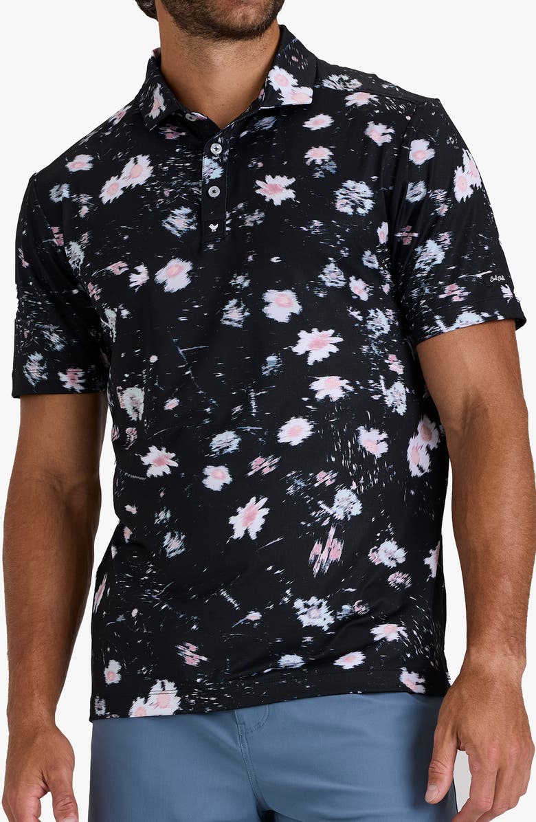 Bad Birdie Core Abstract Floral Print Performance Golf Polo, Alternate, color, Cosmos Chaos
