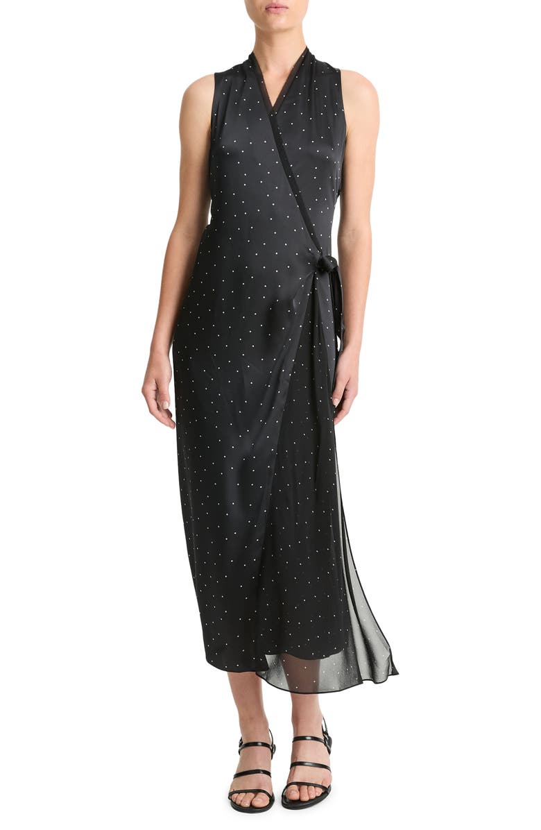 Vince Polka Dot Faux Wrap Dress, Main, color, 