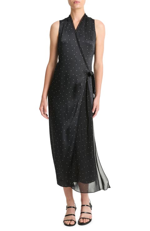 Polka Dot Faux Wrap Dress