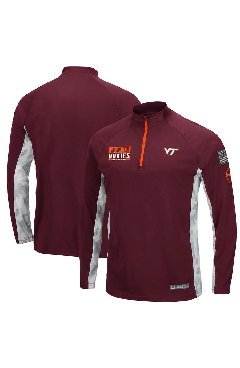 COLOSSEUM Men's Colosseum Maroon Virginia Tech Hokies OHT Military Appreciation Snow Cruise Raglan 1/4-Zip Jacket, Alternate, color, 