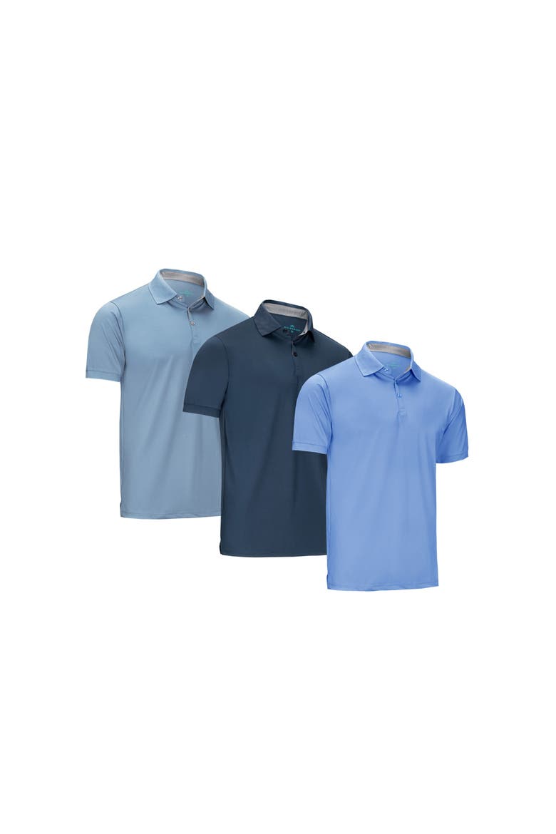 Lightweight Performance Stretch Golf Polo Shirt, Main, color, Denim Blue, Gray, White
