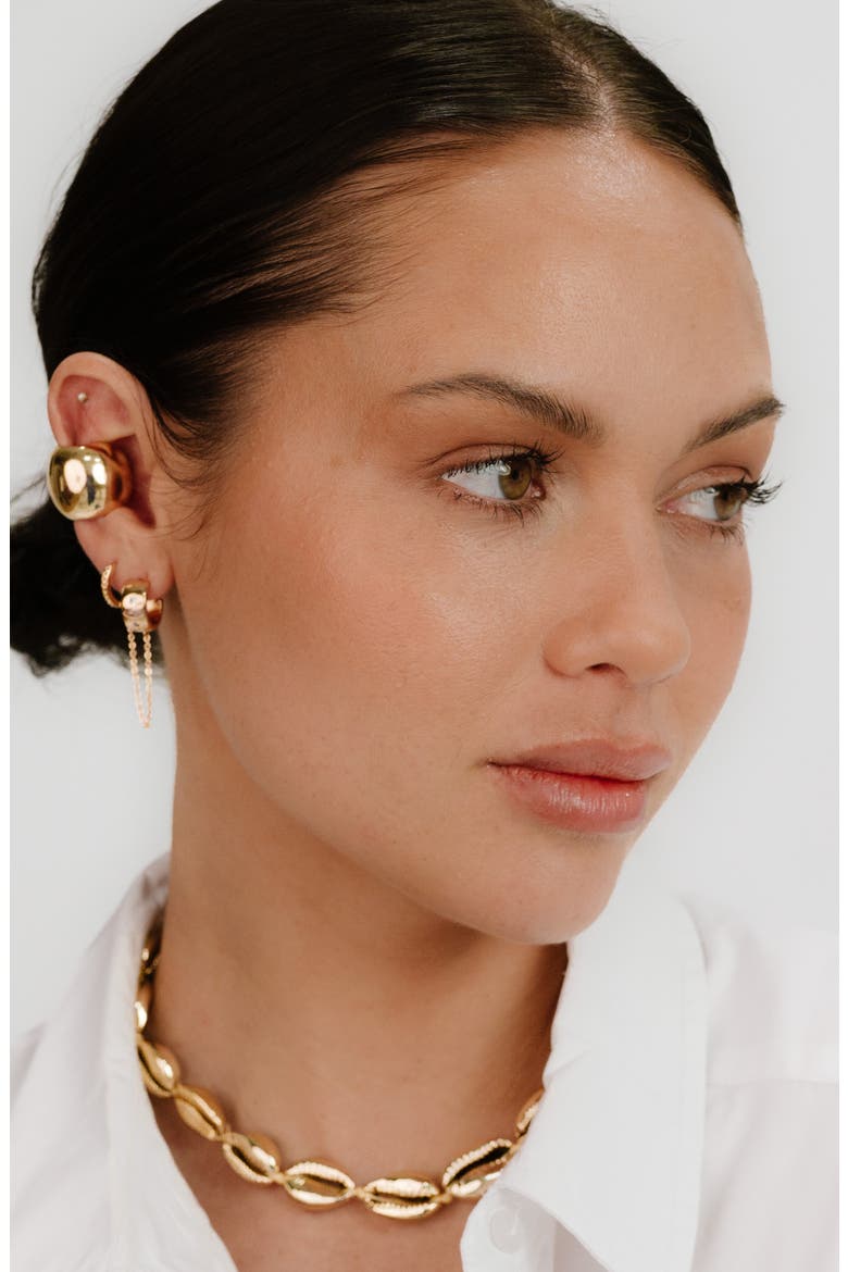 Double Piercing Chain Drop Earrings, Alternate, color, GOLD