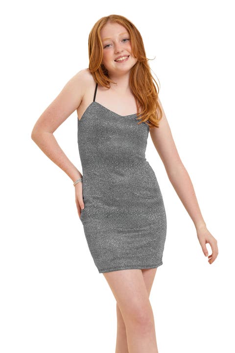 Sleeveless Glitter Fitted Dress (Big Kid)