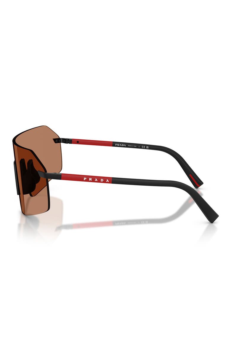 136mm Shield Sunglasses, Alternate, color, BLACK / SOLID BROWN