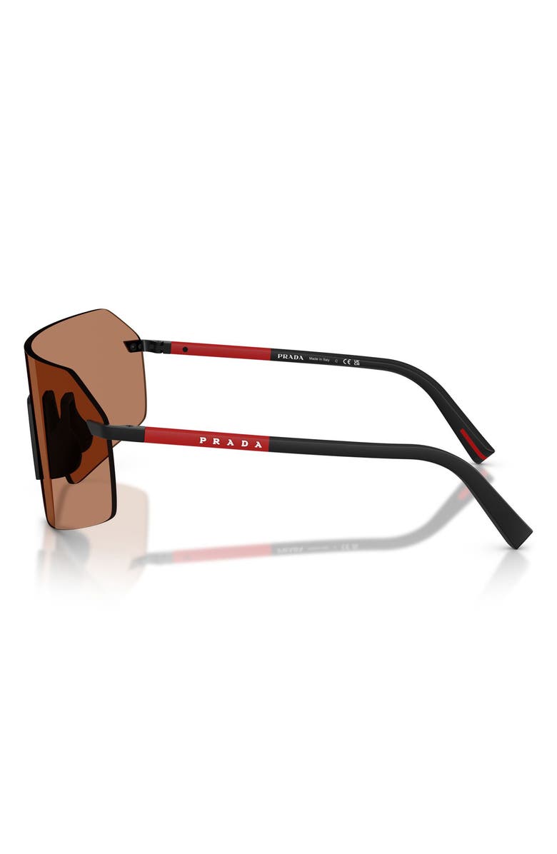 Prada Linea Rossa 136mm Shield Sunglasses, Alternate, color, Black / Solid Brown