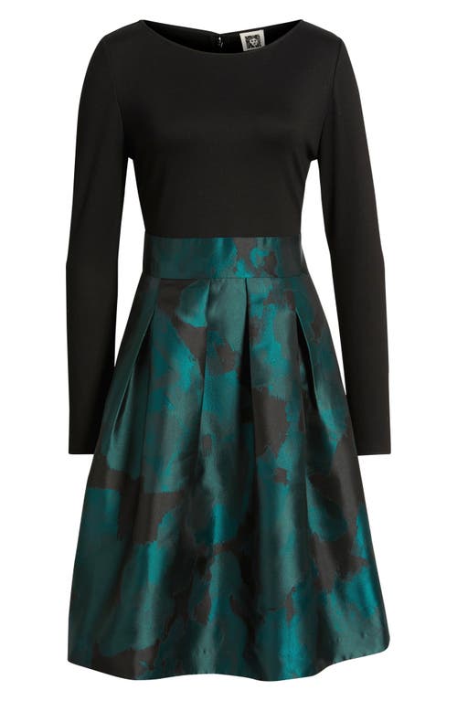 Anne Klein Long Sleeve A-line Dress In Green