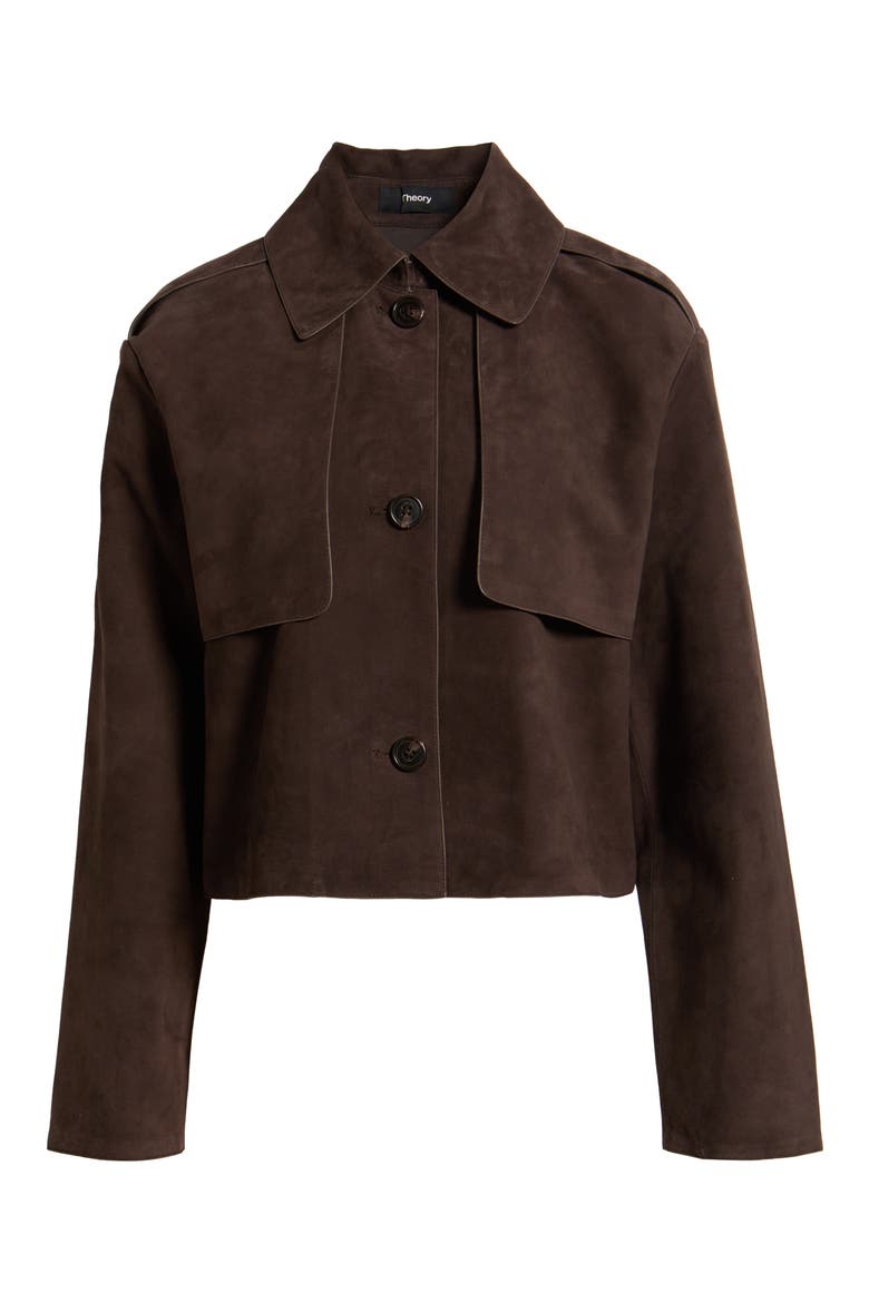 Reece Cropped Leather Trench Jacket, Main, color, CACAO - DAJ