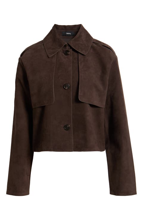 Reece Cropped Leather Trench Jacket