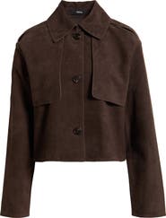 Theory Reece Cropped Leather Trench Jacket