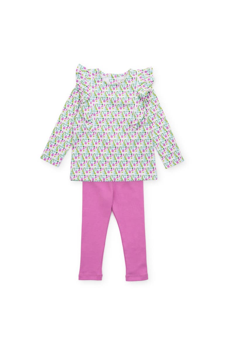 Lila and Hayes Olive Girls' Legging Set, Main, color, Mod Holiday Pink