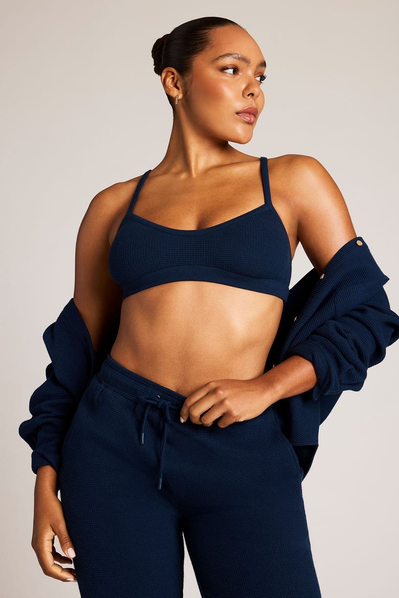 Waffle Knit Shirt Jacket, Alternate, color, Navy