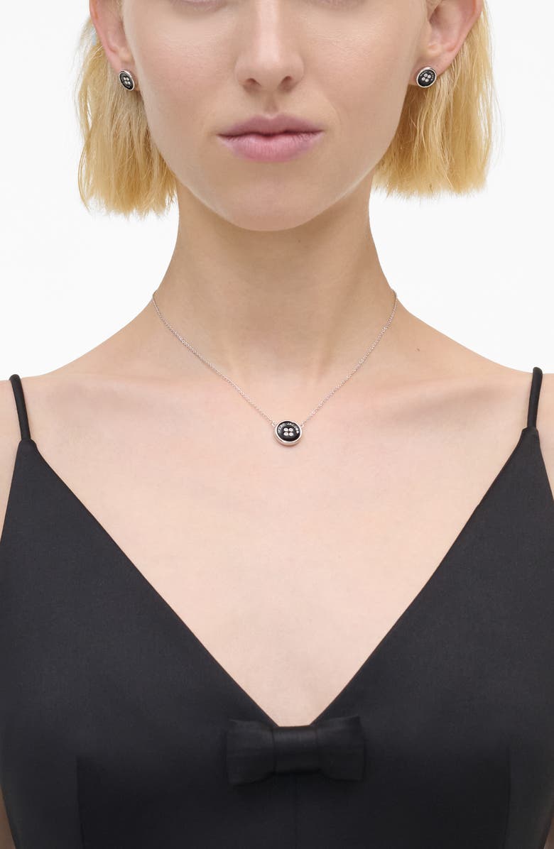 Marc Jacobs The Button Pendant Necklace, Alternate, color, Silver/Black