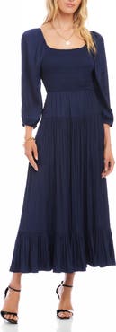 Karen Kane Smocked Balloon Sleeve Maxi Dress