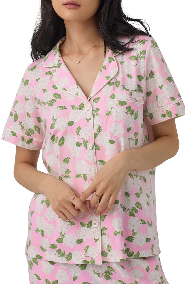 BedHead Pajamas Print Stretch Organic Cotton Jersey Crop Pajamas, Alternate, color, 