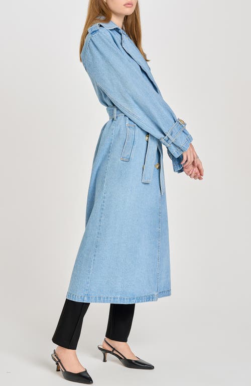 Shop Wayf Denim Trench Coat In Vintage Blue