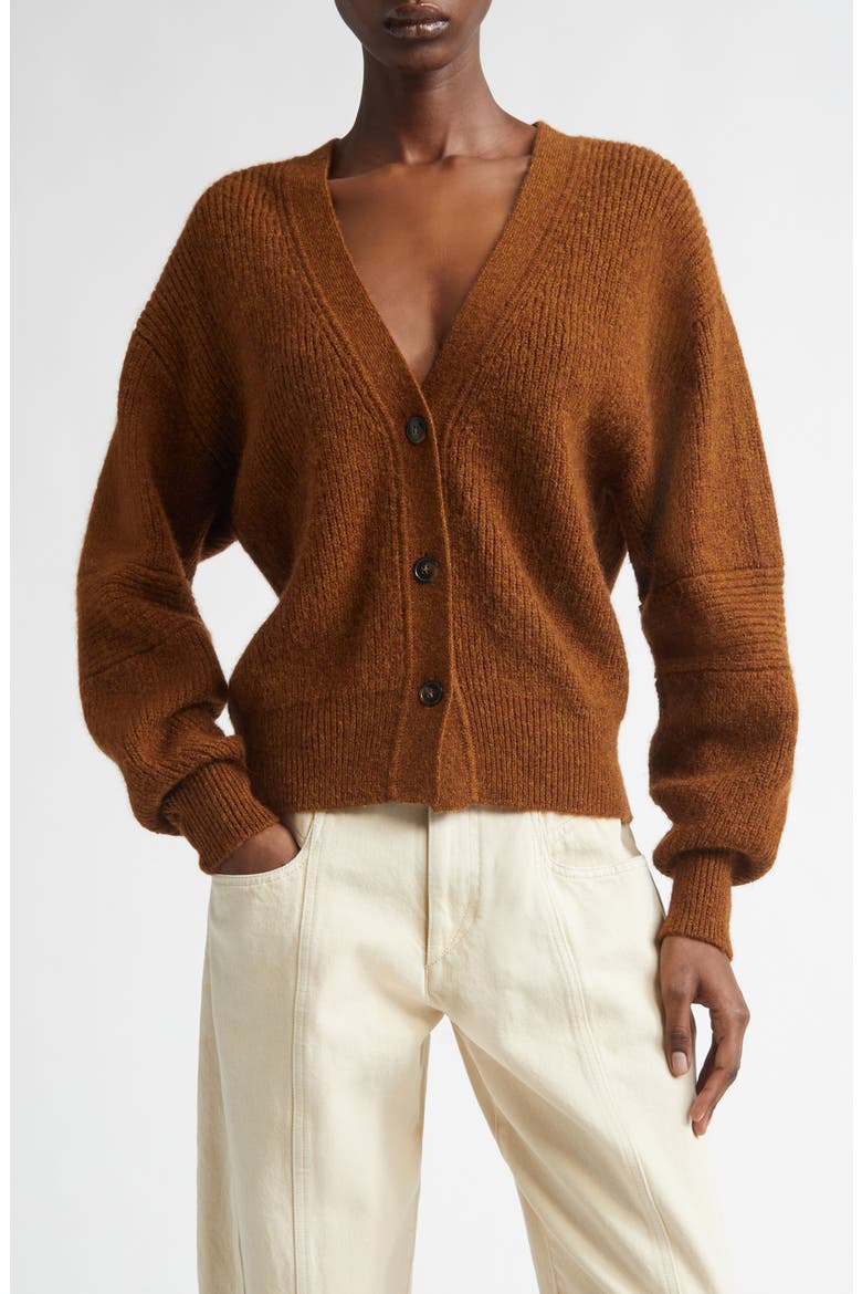 Thelma Rib Baby Alpaca Blend Cardigan, Main, color, CARAMEL