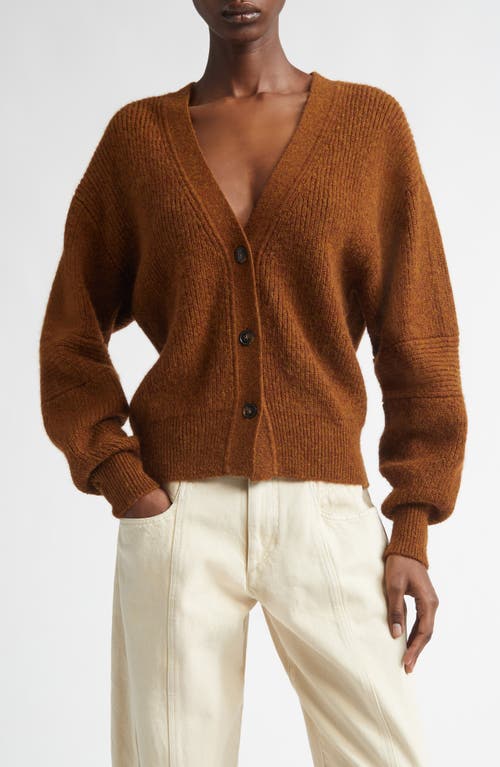 Isabel Marant Thelma Rib Baby Alpaca Blend Cardigan in Caramel at Nordstrom, Size 36