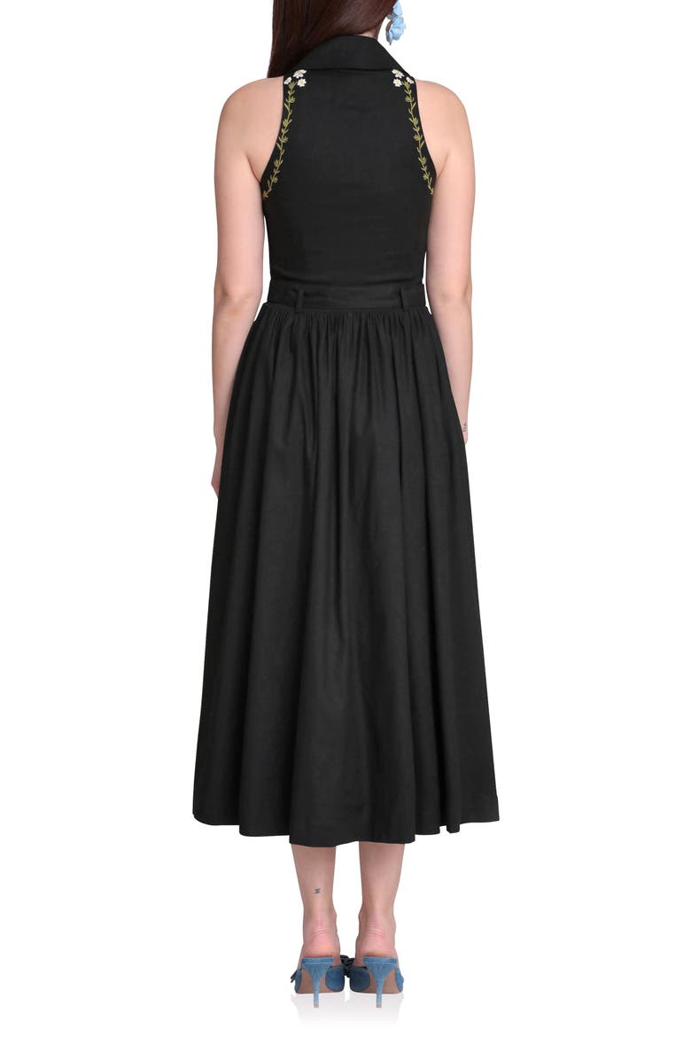 Placed Floral Embroidery DRess, Alternate, color, BLACK