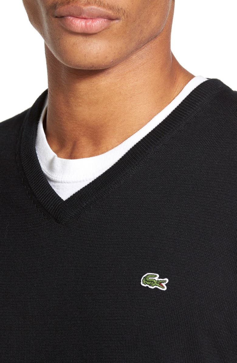Lacoste Trim Fit V-Neck Cotton Sweater, Alternate, color, 