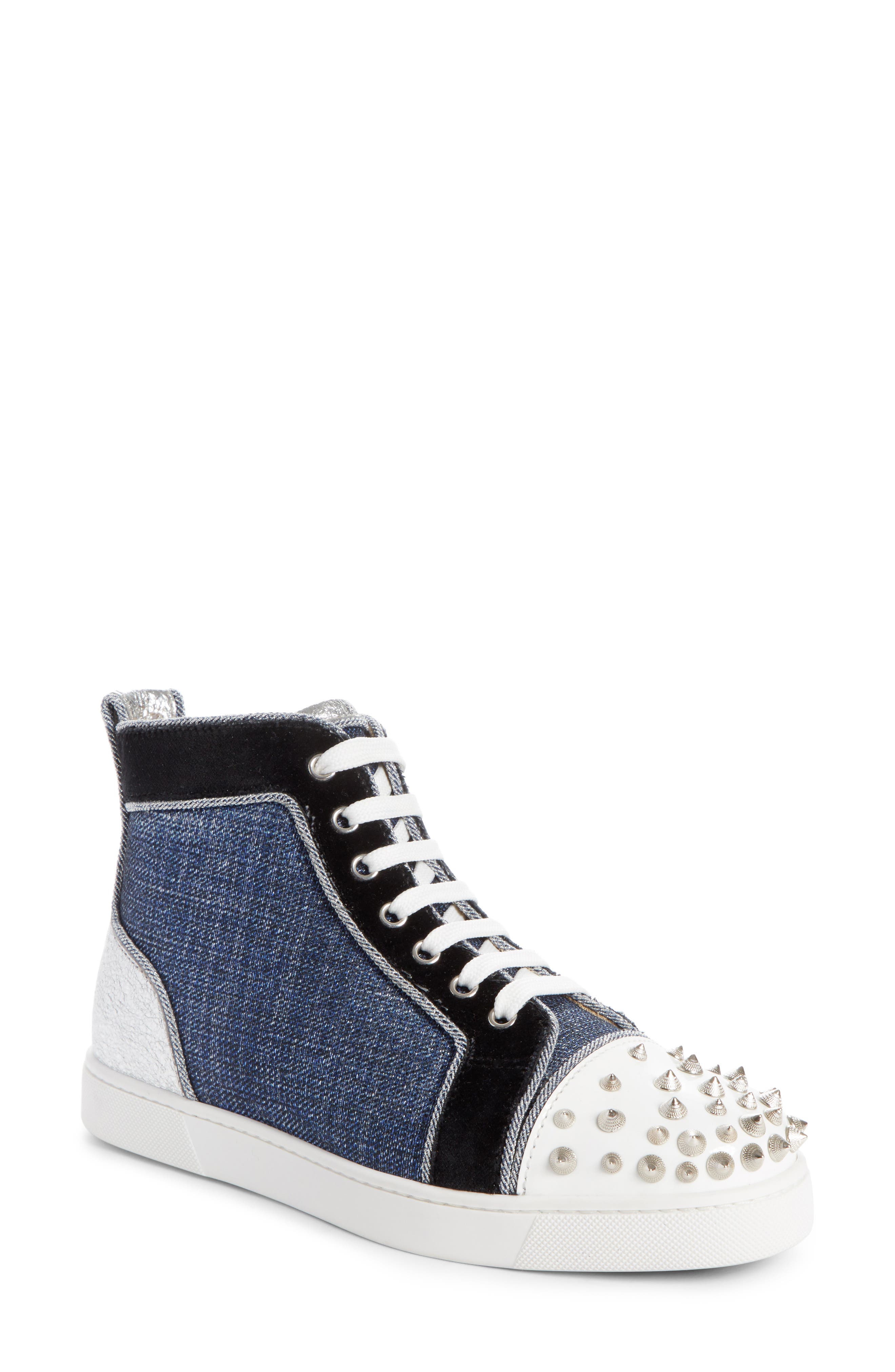 Christian Louboutin Lou Degra Spiked High Top Sneaker, Main, color, 
