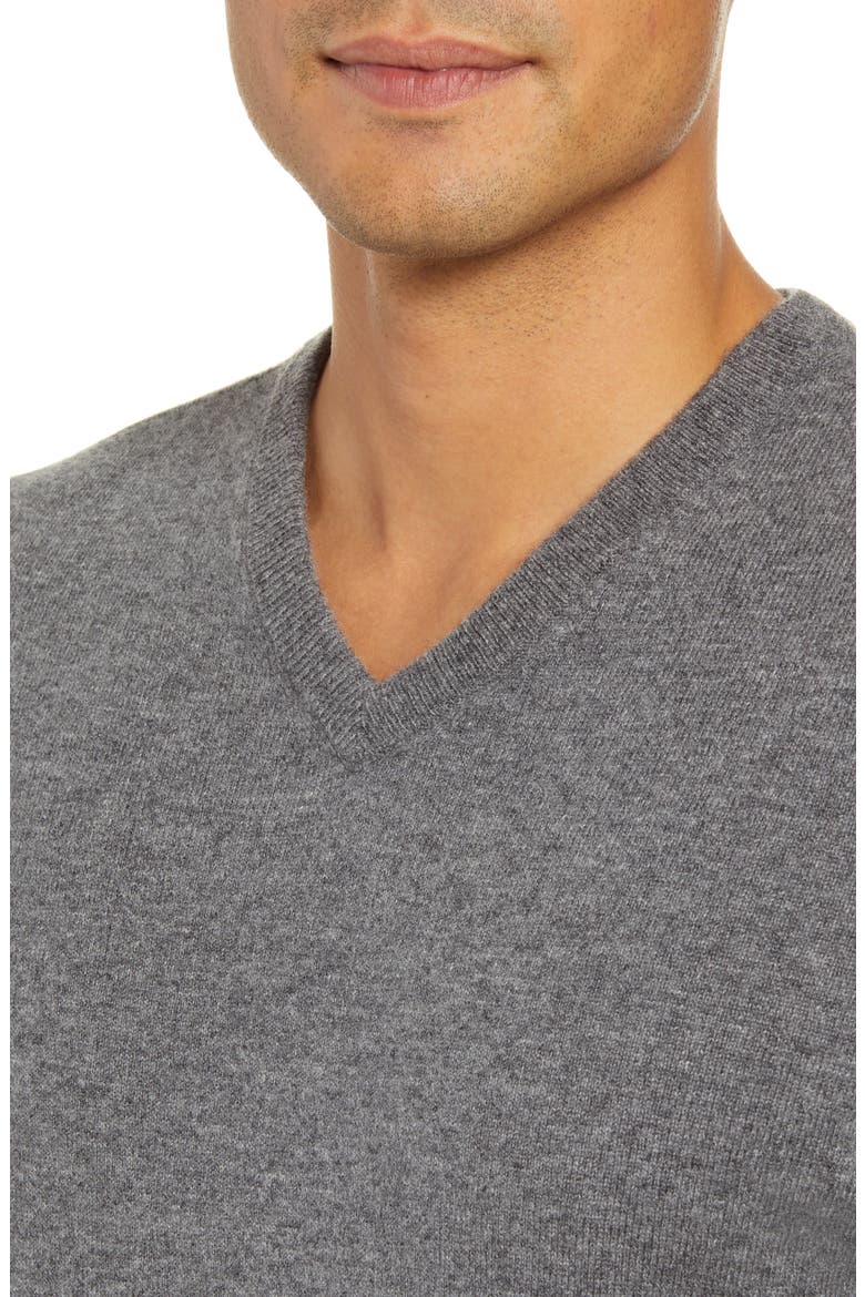 Willard V-Neck Wool & Cashmere Sweater, Alternate, color, HEATHER GREY